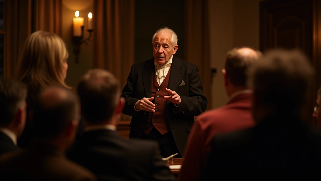 Storyteller gesturing expressively to an engaged audience