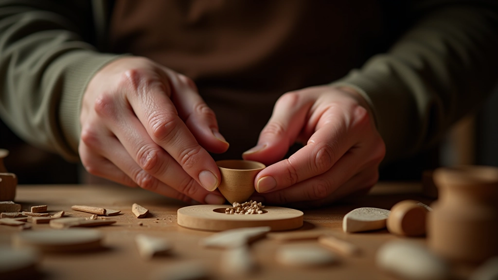 Hands working with traditional craft materials and tools
