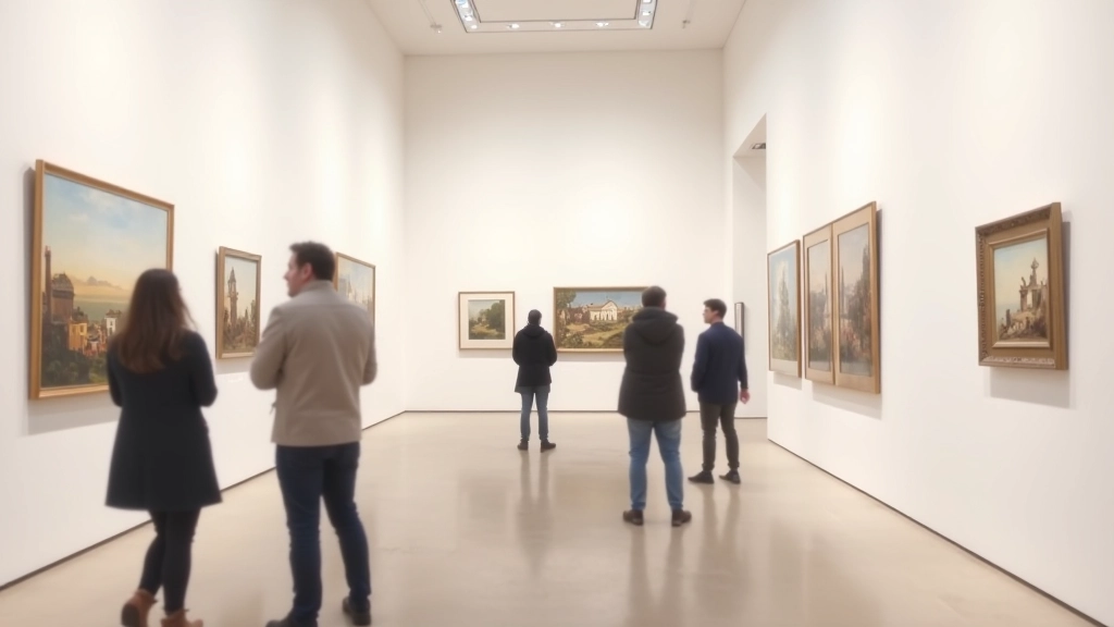 Gallery exhibition space with artwork on walls